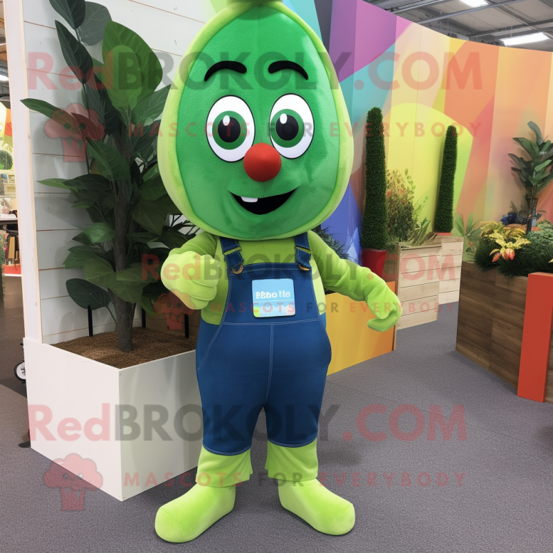 Olive Rainbow mascot costume character dressed with a Dungarees and Earrings