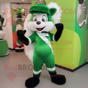 Green Skunk mascot costume character dressed with a Leggings and Hats
