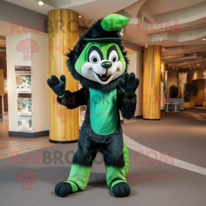 Green Skunk mascot costume character dressed with a Leggings and Hats