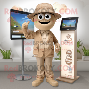 Tan Attorney mascot costume character dressed with a Playsuit and Headbands