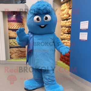 Blue Falafel mascot costume character dressed with a Trousers and Foot pads