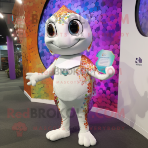 White Ceviche mascot costume character dressed with a Swimwear and Coin purses