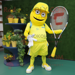 Żółta rakieta tenisowa w...