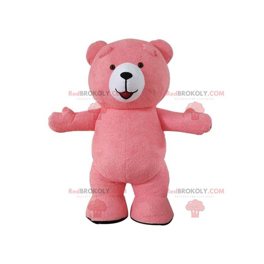 Golven oortelefoon voorzien Mascotte grote roze beer, roze teddybeer kostuum Besnoeiing L (175-180 cm)