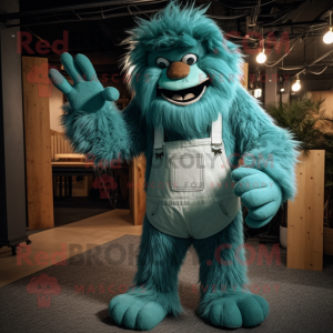 Teal Yeti mascotte kostuum...