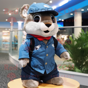 Navy Flying Squirrel mascot costume character dressed with a Bermuda Shorts and Berets