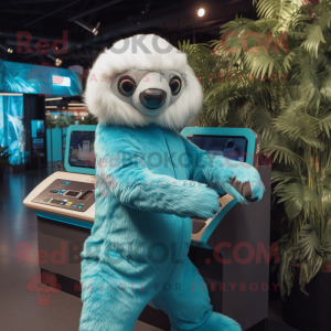 Cyan Sloth maskot kostume...