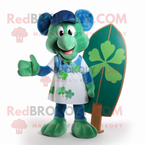 Blue Bunch Of Shamrocks mascot costume character dressed with a Board Shorts and Ties