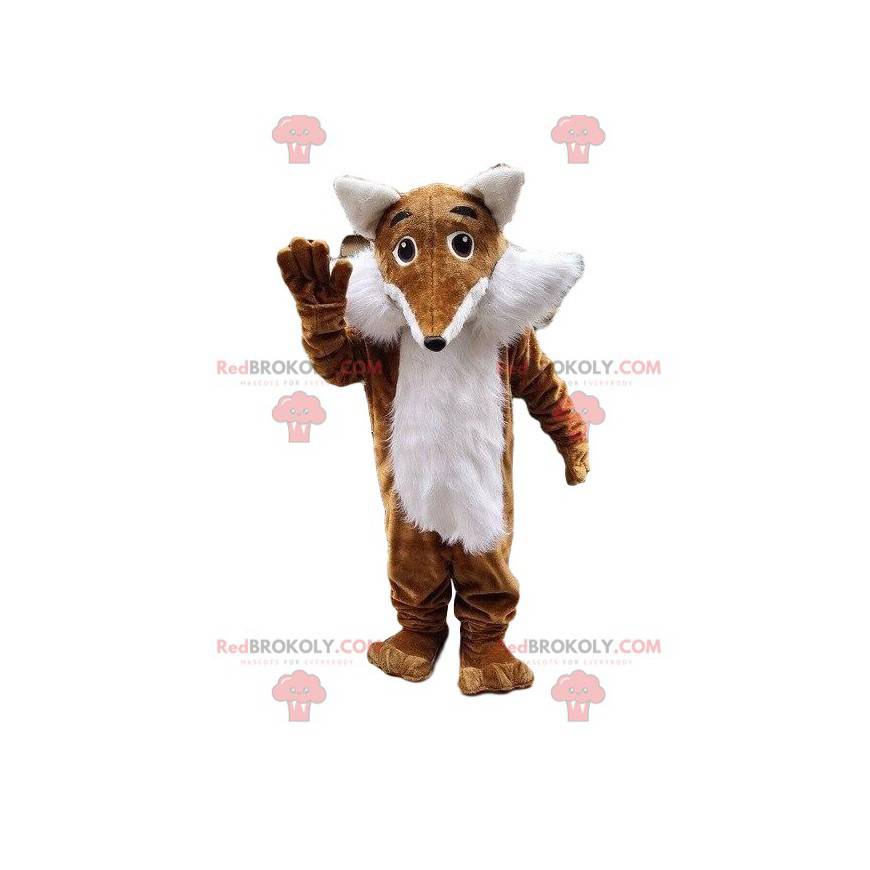 concept ten tweede haak Mascotte bruine en witte vos, harig vos kostuum - Besnoeiing L (175-180 cm)