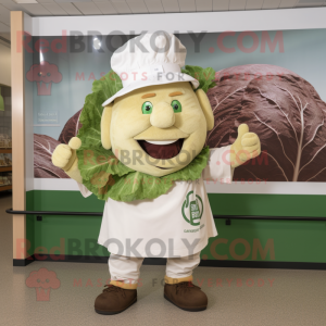 Tan Corned Beef And Cabbage mascot costume character dressed with a Poplin Shirt and Caps