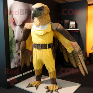 Gold Vulture mascot costume character dressed with a Chinos and Belts