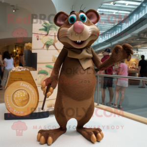 Brown Ratatouille mascot costume character dressed with a One-Piece Swimsuit and Cufflinks