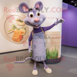 Lavender Ratatouille mascot costume character dressed with a Skinny Jeans and Necklaces