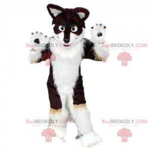 Husky pies maskotka, czarno-biały, futrzany kostium lisa -