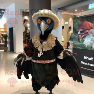 nan Vulture mascot costume character dressed with a Mini Dress and Berets