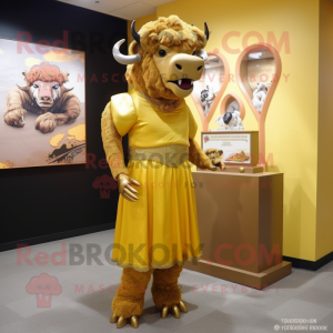 Gold Bison maskot kostyme...