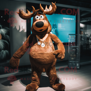 Brown Reindeer mascot costume character dressed with a Swimwear and Ties