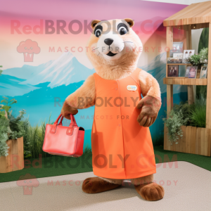 Peach Marmot maskot kostume...