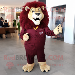 Maroon Lion maskot drakt...