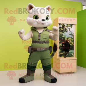 Green Marten mascot costume character dressed with a Tank Top and Smartwatches