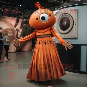 Rust Gyro mascot costume character dressed with a Dress and Hairpins