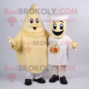 Cream Paella mascot costume character dressed with a Jacket and Cummerbunds