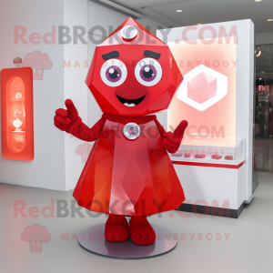 Red Ice mascot costume character dressed with a Blouse and Rings