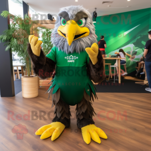 Forest Green Eagle mascot costume character dressed with a Tank Top and Anklets