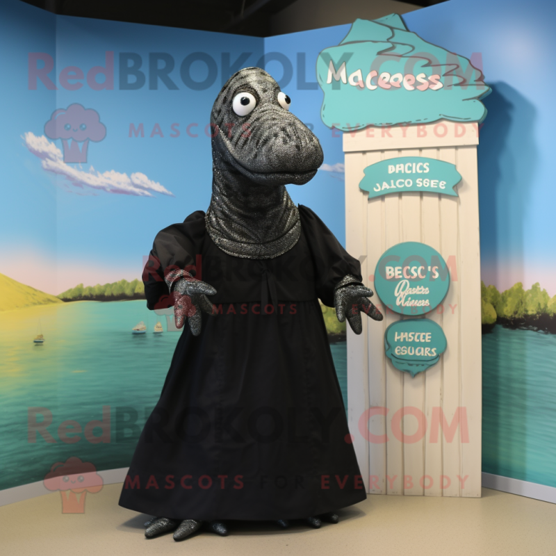 Black Loch Ness Monster mascot costume character dressed with a Wrap ...