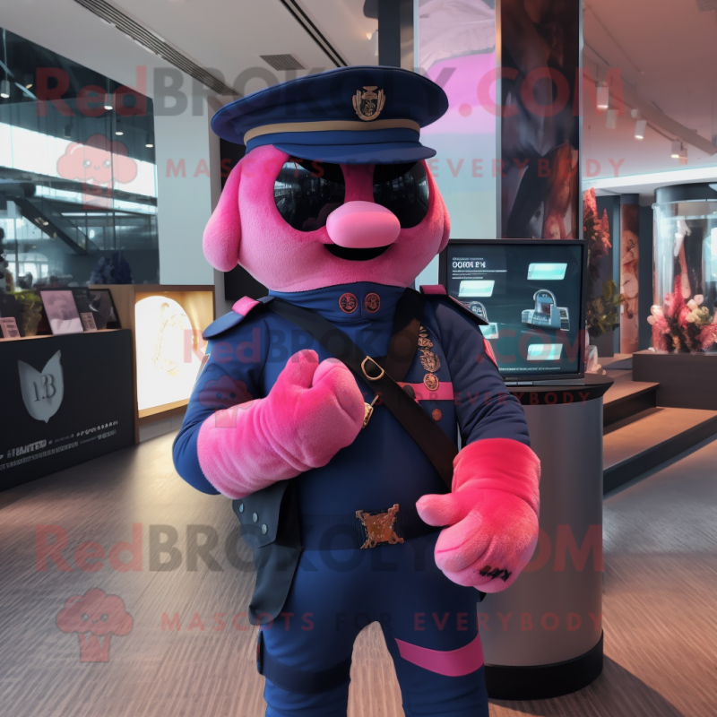 Pink Navy Soldier mascot costume character dressed with a Bodysuit and Scarves