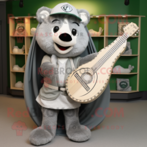 Gray Celtic Harp mascot costume character dressed with a Baseball Tee and Wraps