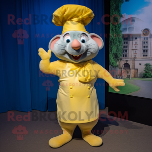 Lemon Yellow Ratatouille mascot costume character dressed with a Bermuda Shorts and Caps