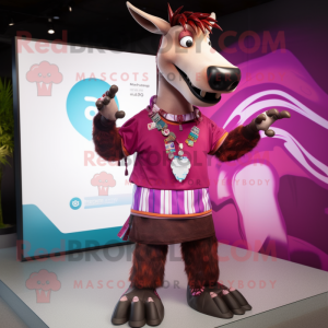 Magenta Okapi maskot kostym...