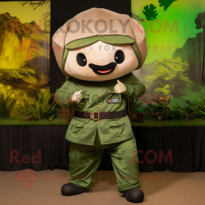 Forest Green Dim Sum mascot costume character dressed with a Cargo Pants and Earrings