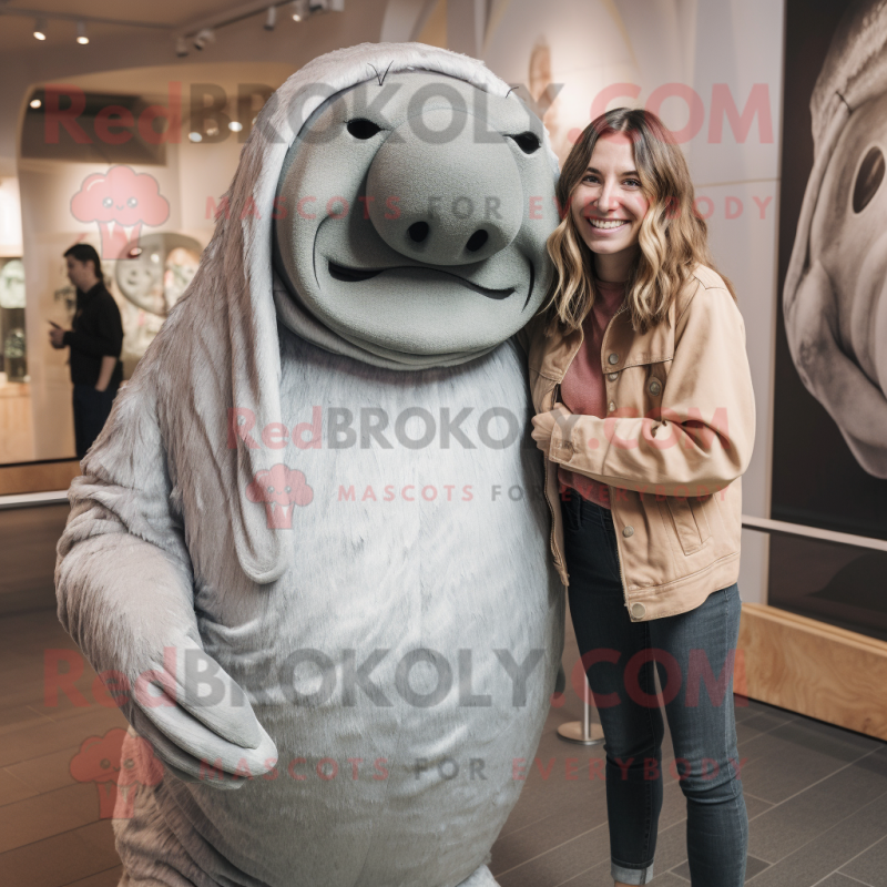 Silver Walrus mascot costume character dressed with a Mom Jeans and Watches
