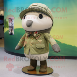 Olive Whale mascot costume character dressed with a Chinos and Berets