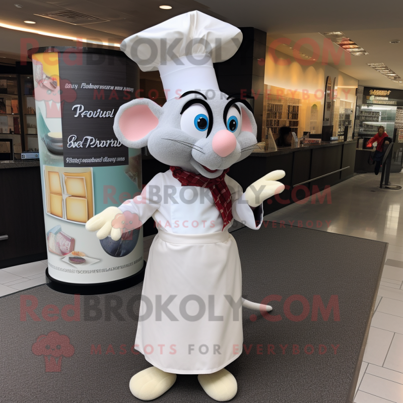 Cream Ratatouille mascot costume character dressed with a Circle Skirt and Reading glasses