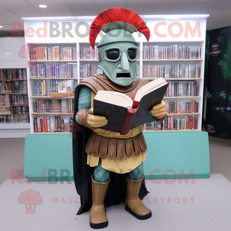 nan Spartan Soldier mascot costume character dressed with a Evening Gown and Reading glasses