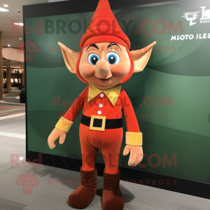 Rust Elf mascot costume character dressed with a Jumpsuit and Tie pins