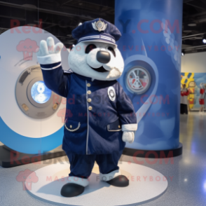 Navy Knife Thrower mascot costume character dressed with a Coat and Coin purses