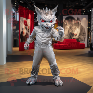 Silver Devil maskot kostym...