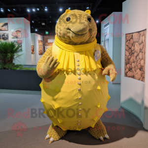 Geel Glyptodon mascotte...