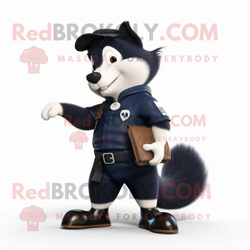 Navy Skunk mascot costume character dressed with a Trousers and Wallets