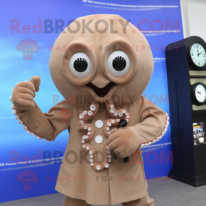 Tan Octopus maskot kostym...