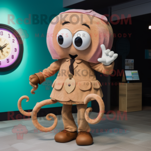 Tan Octopus maskot kostym...