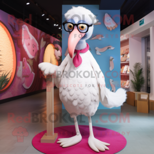 Hvit Flamingo maskot drakt...