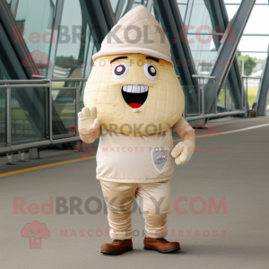 Beige Ice Cream Cone maskot...