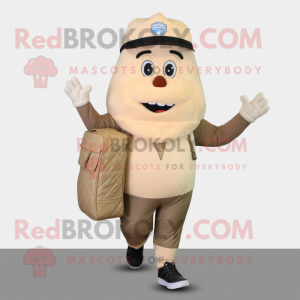 Beige Ice Cream Cone mascot costume character dressed with a Cargo Shorts and Foot pads