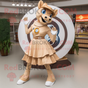Tan Horseshoe mascot costume character dressed with a Circle Skirt and Anklets