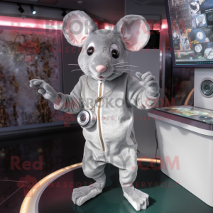 Silver Mouse maskot kostym...